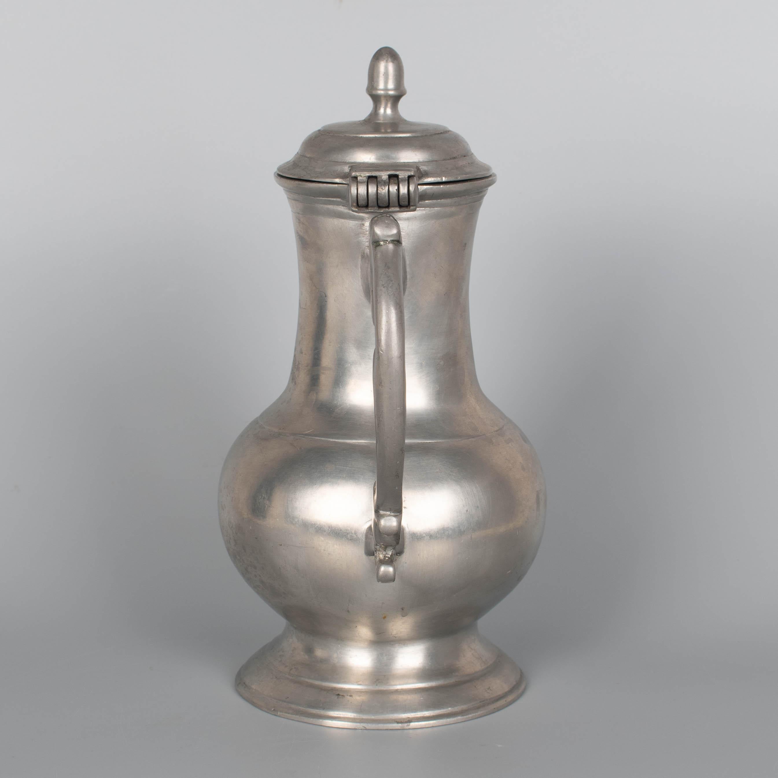 19th Century German Pewter Lidded Coffee Pot For Sale 1