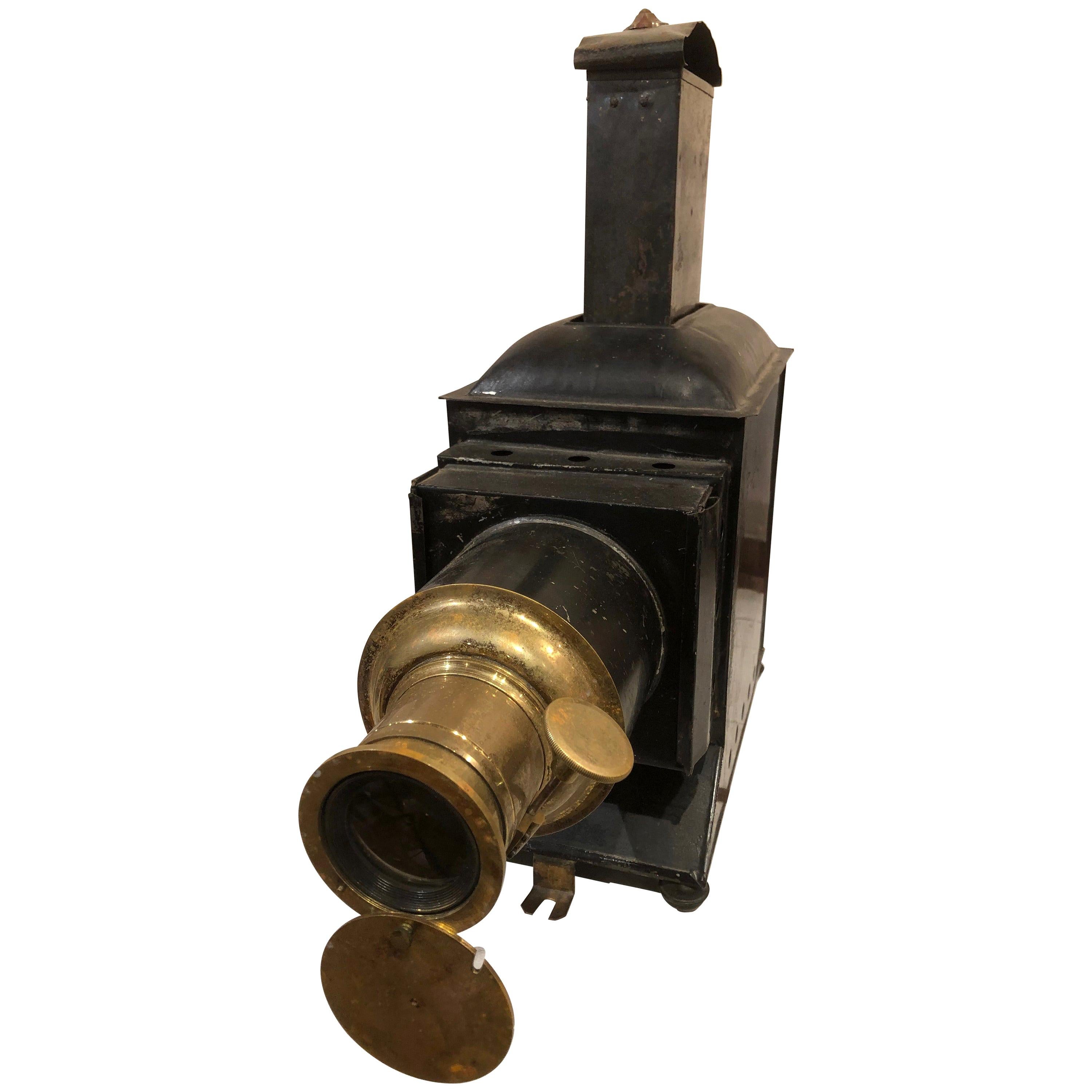 19th Century German Brass “Magic Lantern” Image Projector