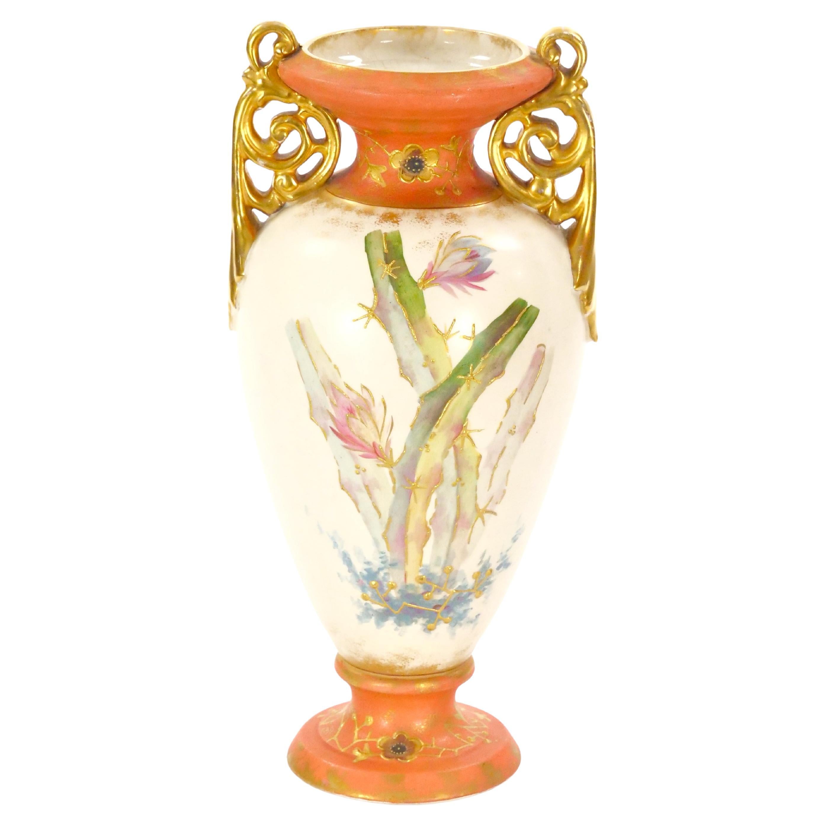 19th Century German Porcelain Hand Painted / Gilt Decorated Detail Vase