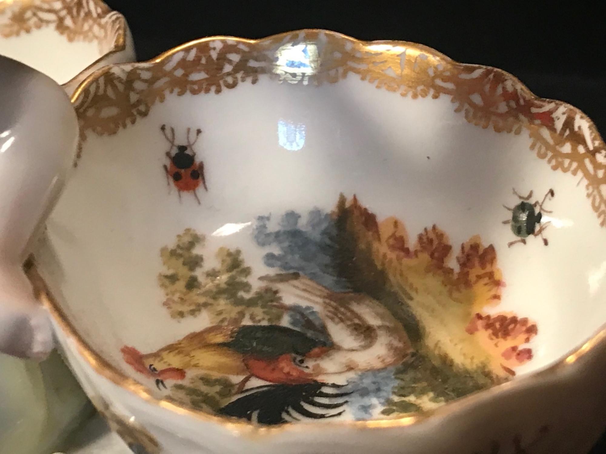 19th Century German Porcelain Kpm Berlin Hand Painted Double Salt For Sale 2