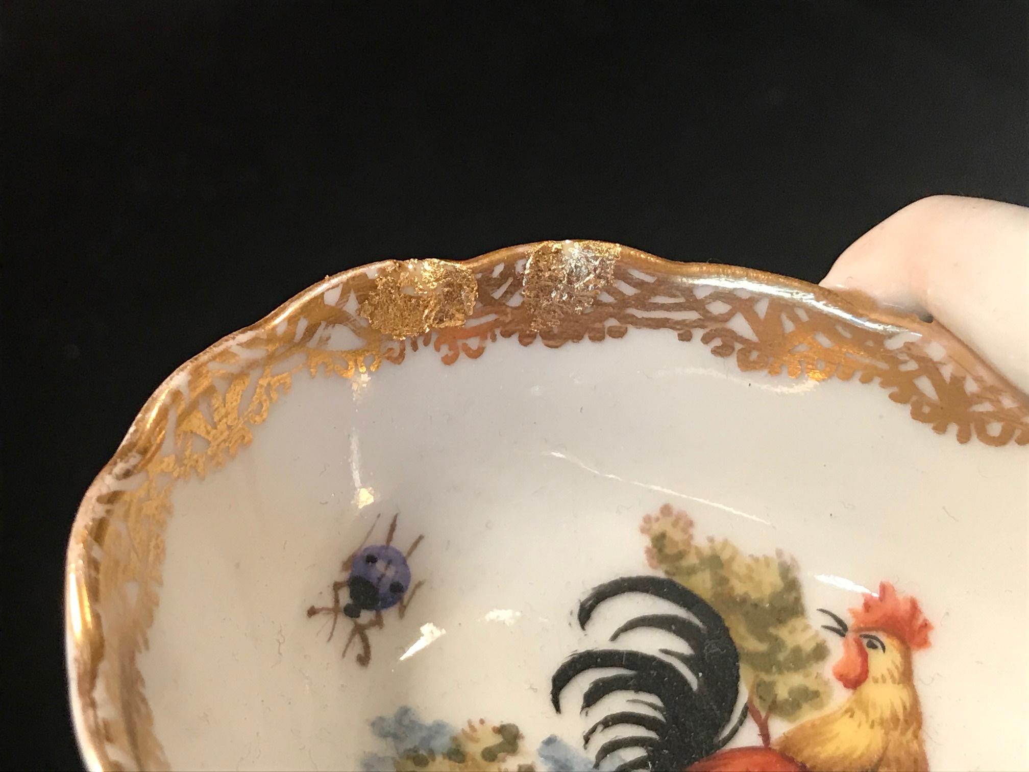Sal Doble Pintada a Mano de Porcelana Alemana Kpm Berlin del Siglo XIX en venta 5