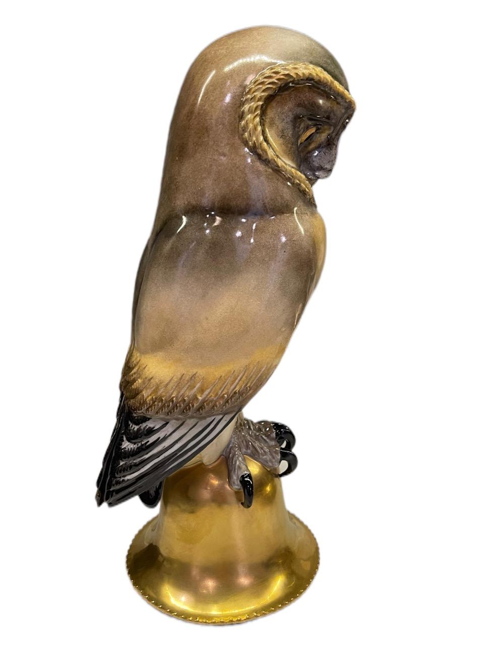 19th Century German Porcelain Owl Figure, by Meissen In Good Condition In North Miami, FL