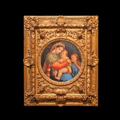 19th Century German Porcelain Painted Plaque Of Madonna Della Seggiola