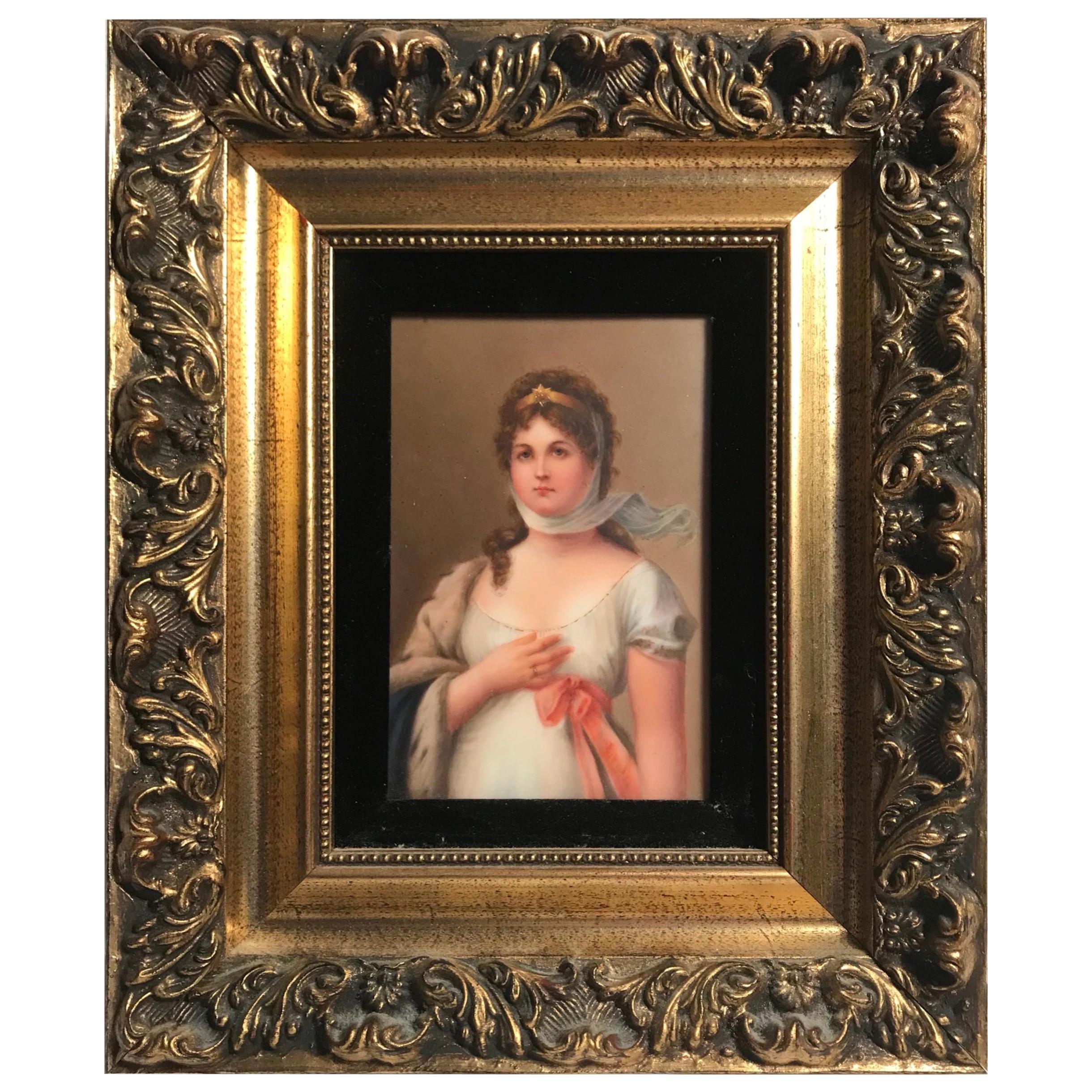 19th Century German Porcelain Plaque Queen Louise of Prussia For Sale
