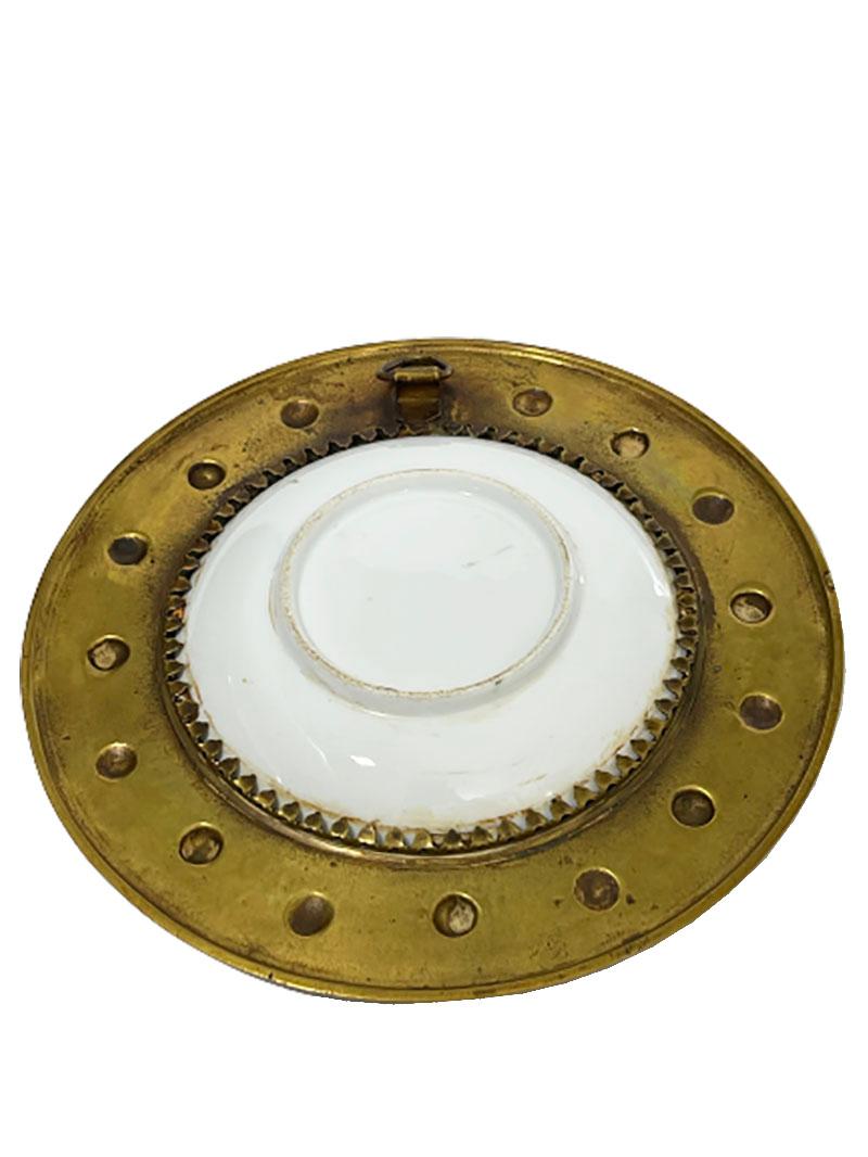 19th Century German Porcelain Plate in Bronze of a Young Woman For Sale 1