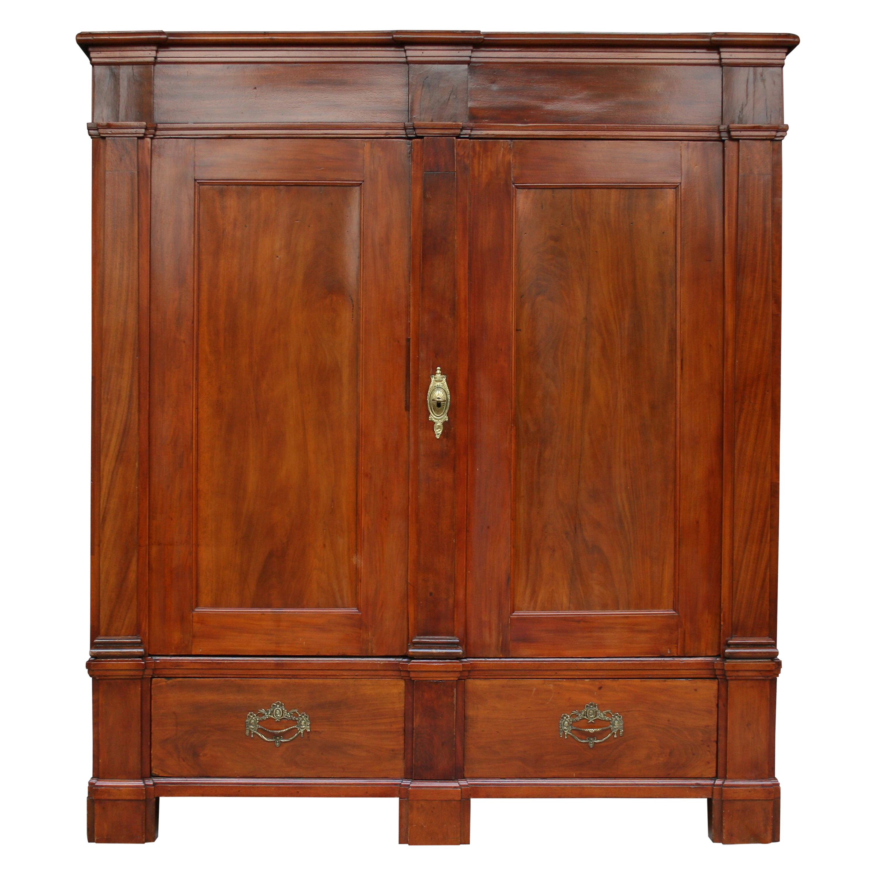 19th Century German Rhineland Area Cherry Veneer Cabinet