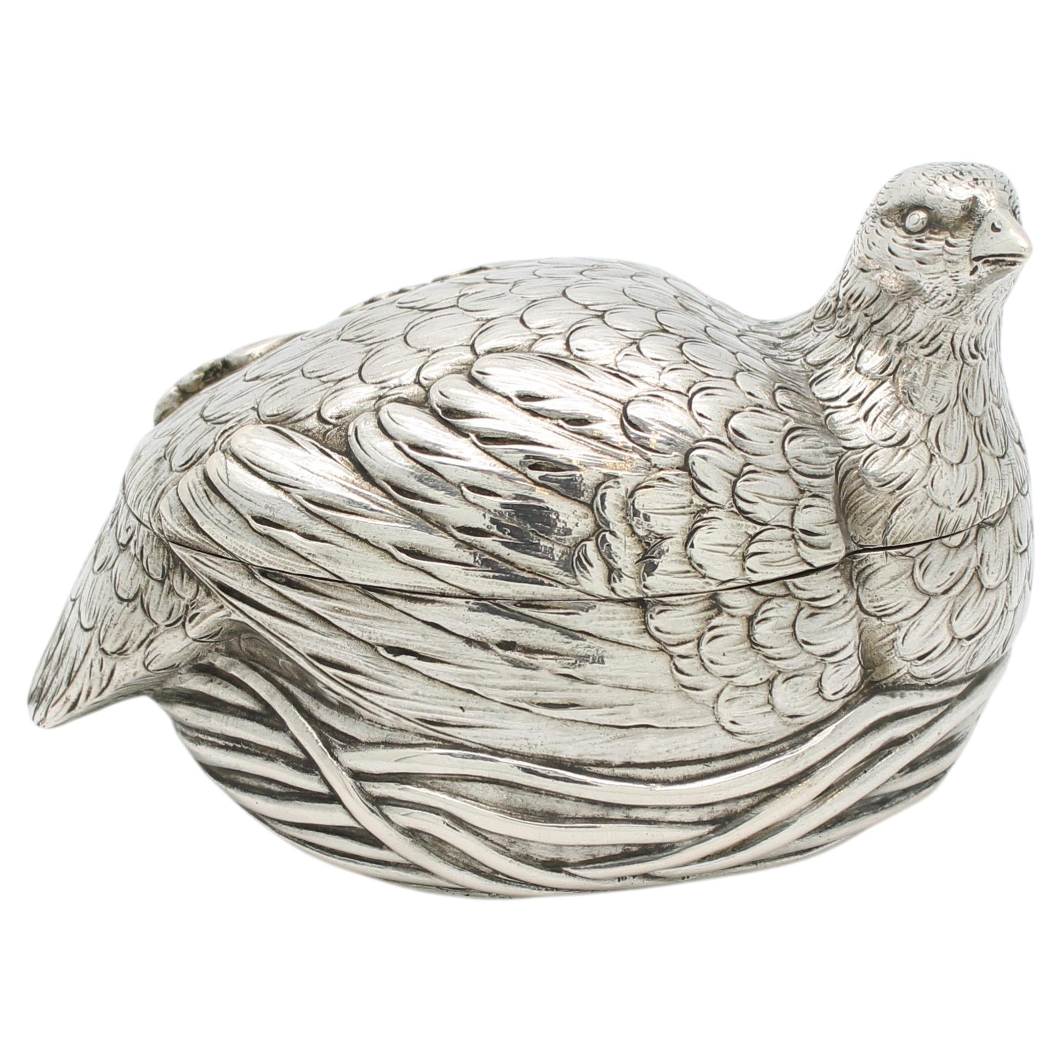 19th Century German Silver Bird-Form Etrog Container