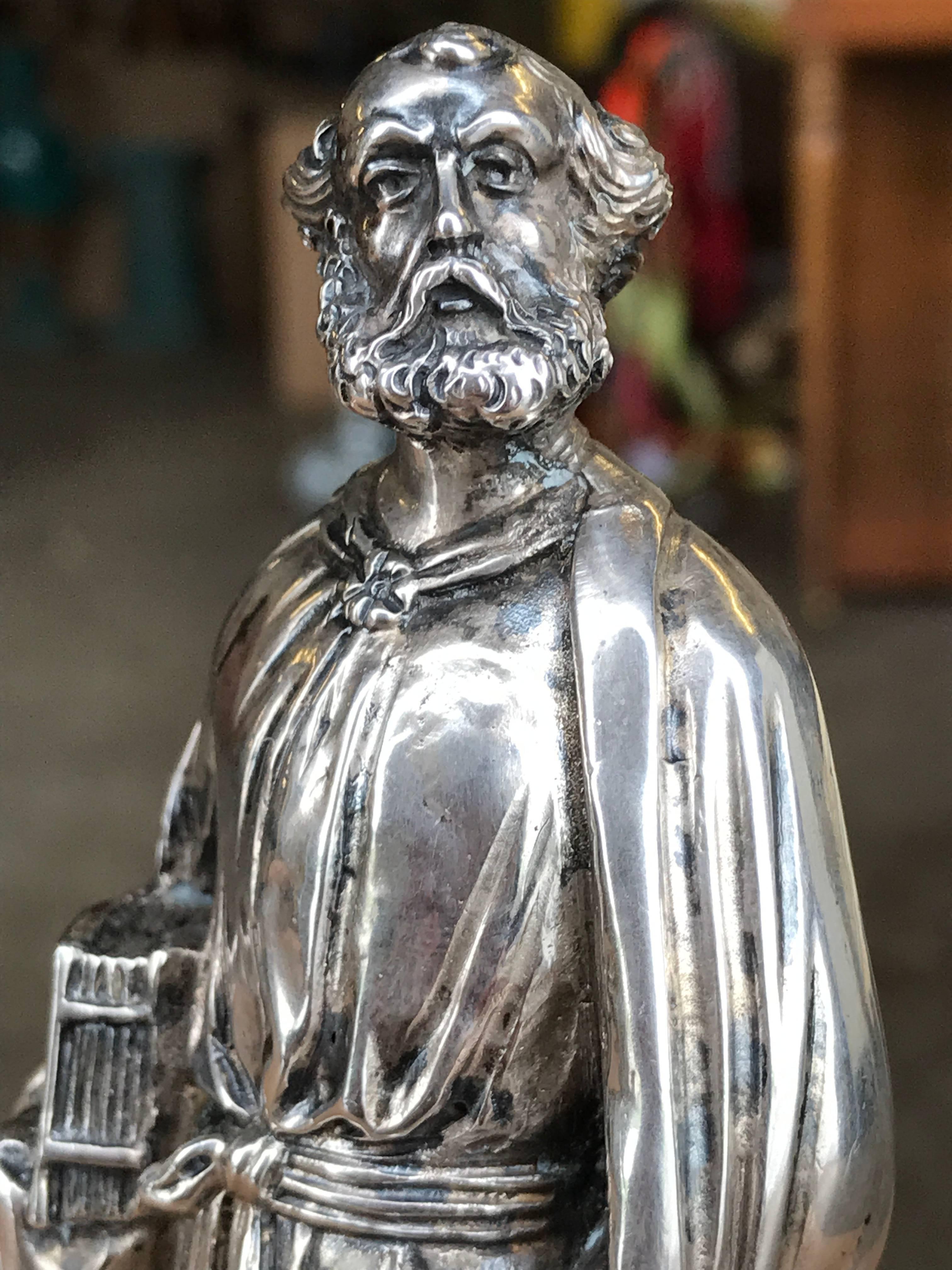19th Century German Silver Ecclesiastical Figure of Sankt Peter For Sale 5