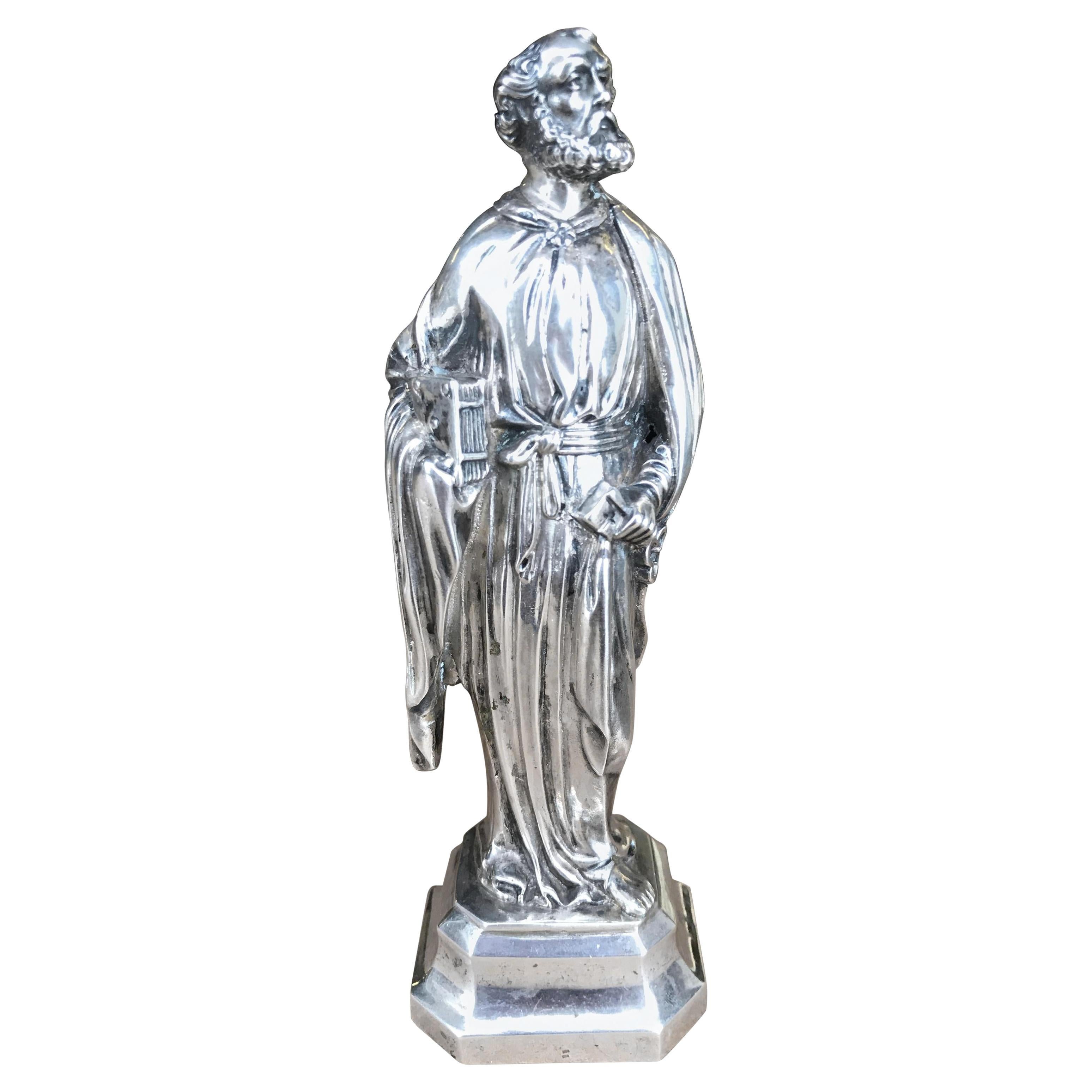 19th Century German Silver Ecclesiastical Figure of Sankt Peter For Sale