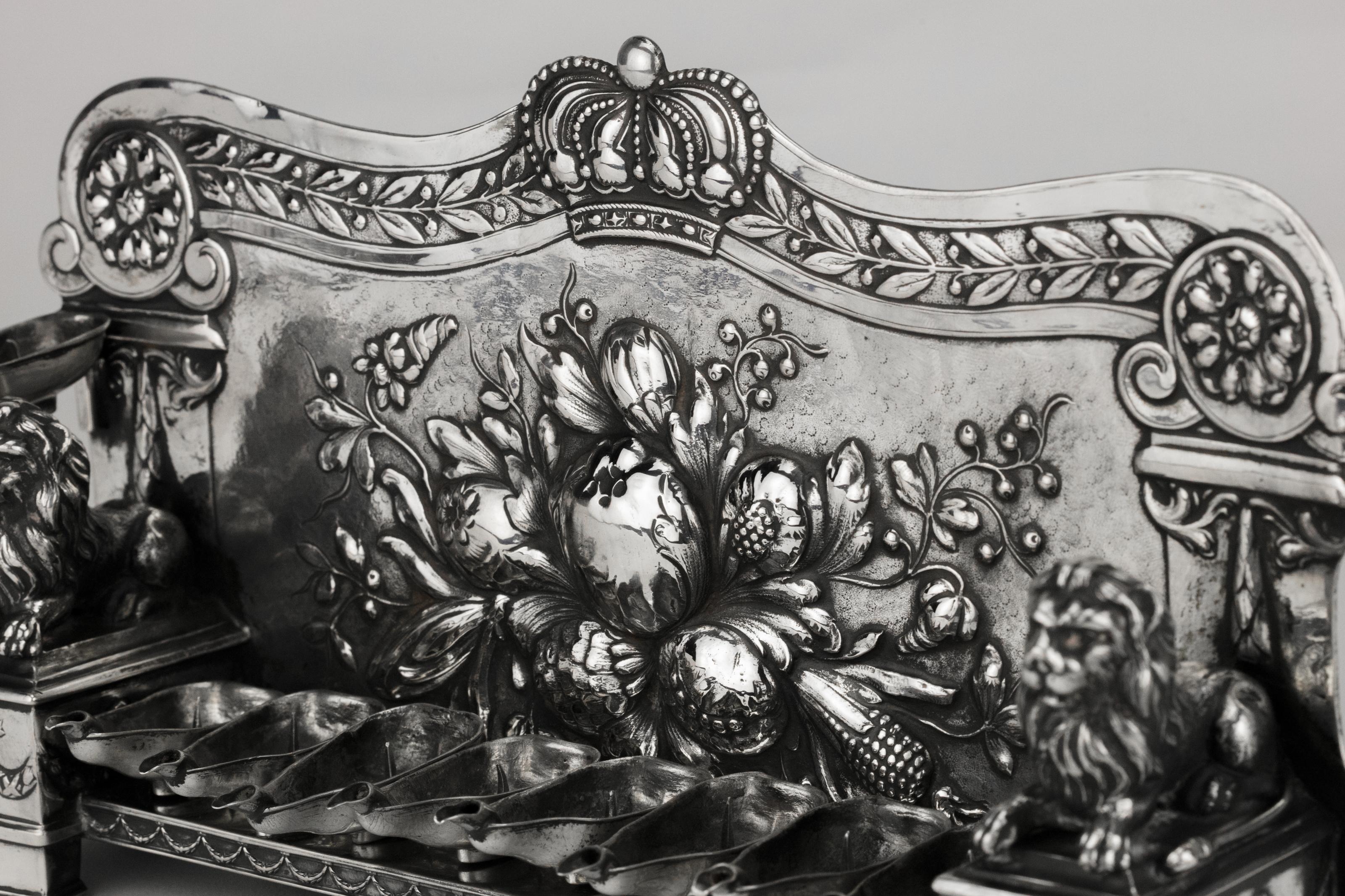 19th Century German Silver Hanukkah Lamp Menorah 1