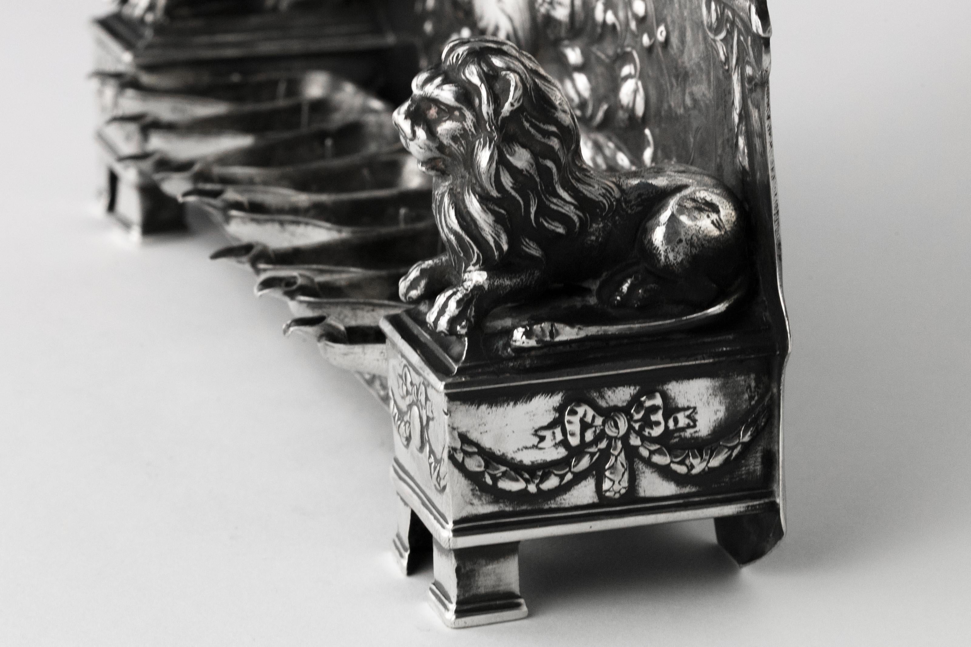 19th Century German Silver Hanukkah Lamp Menorah 5