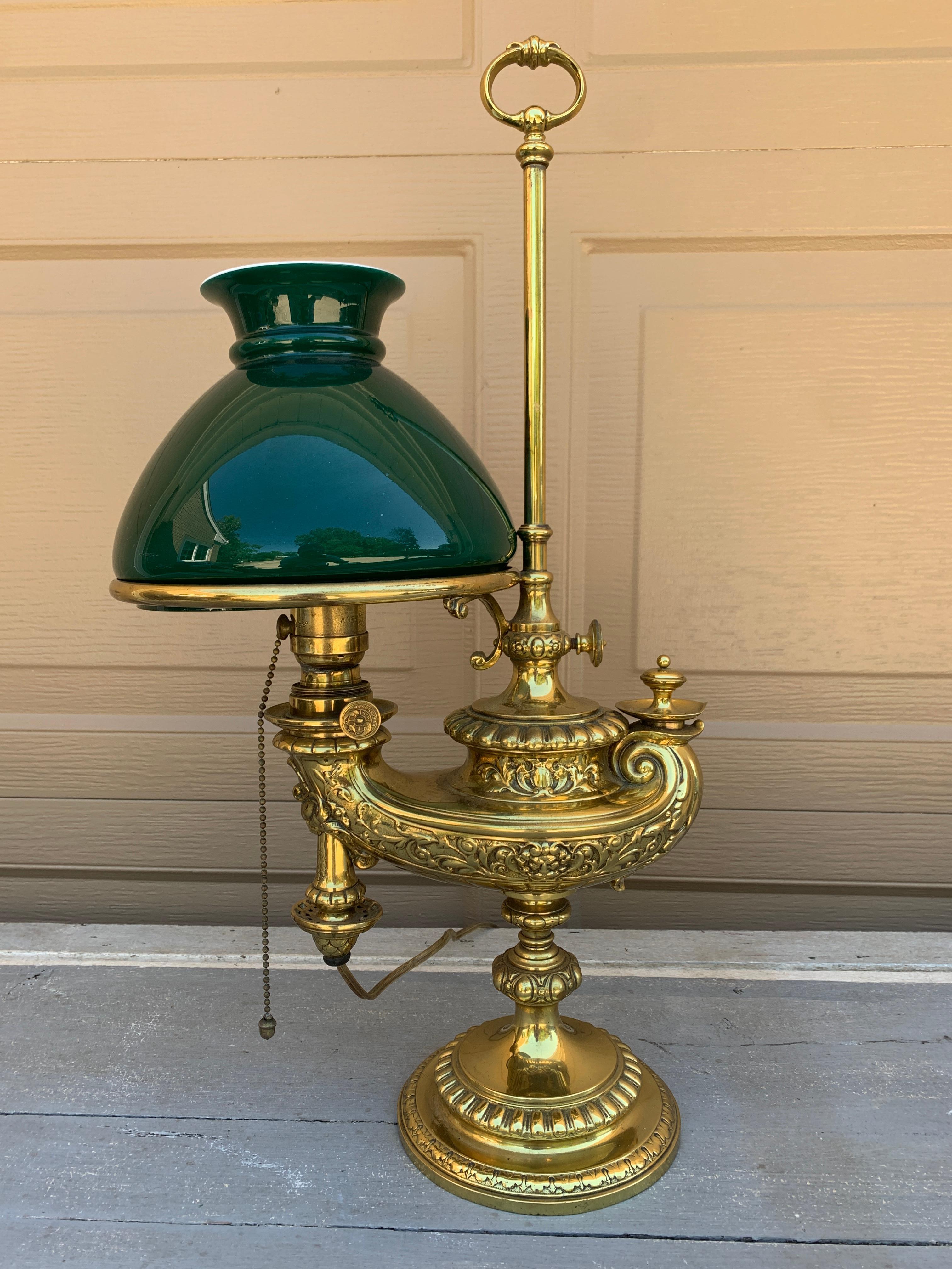 19th Century German Solid Brass Wild & Wessel Desk Lamp For Sale 6