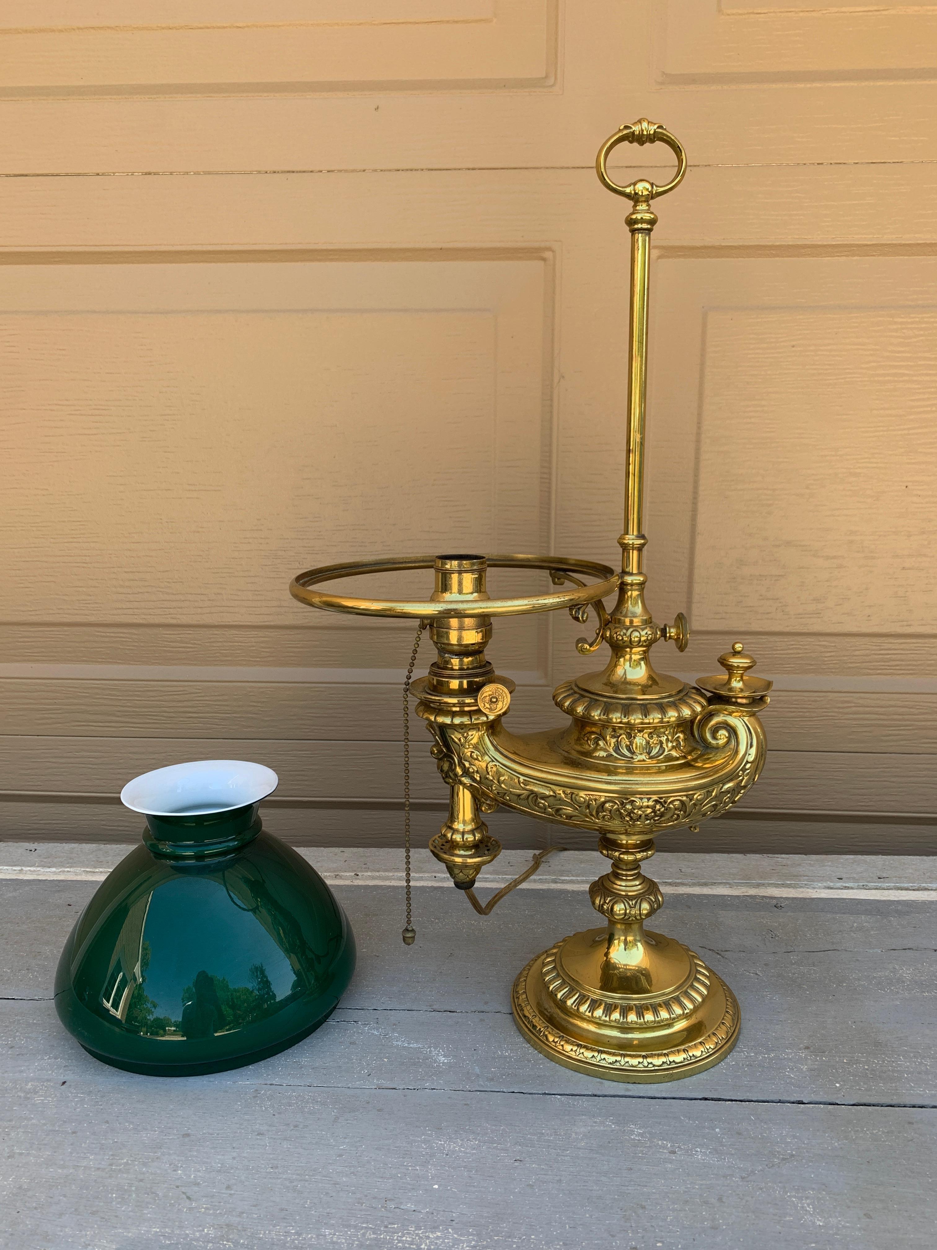 19th Century German Solid Brass Wild & Wessel Desk Lamp For Sale 9