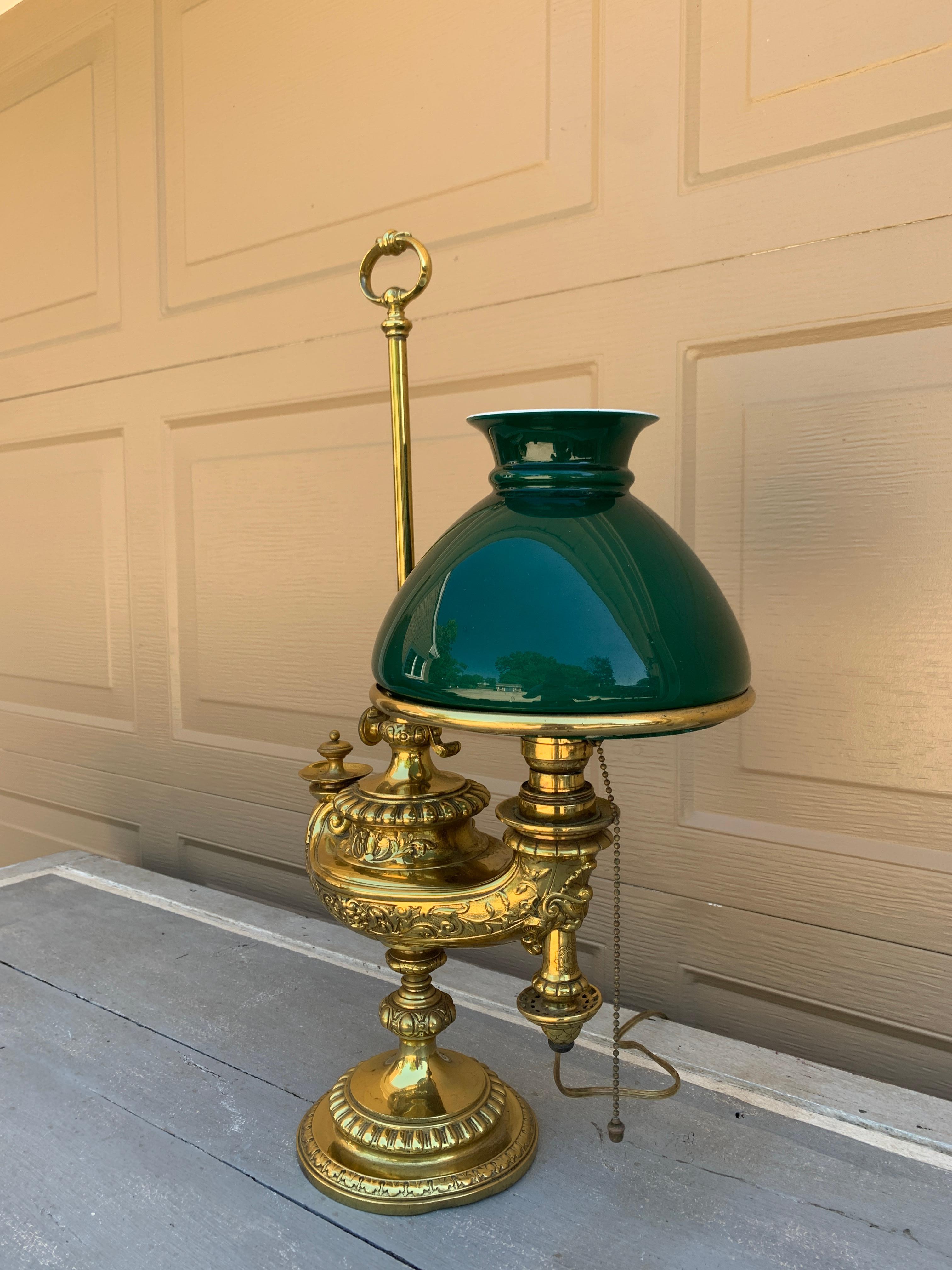 Neoclassical 19th Century German Solid Brass Wild & Wessel Desk Lamp For Sale