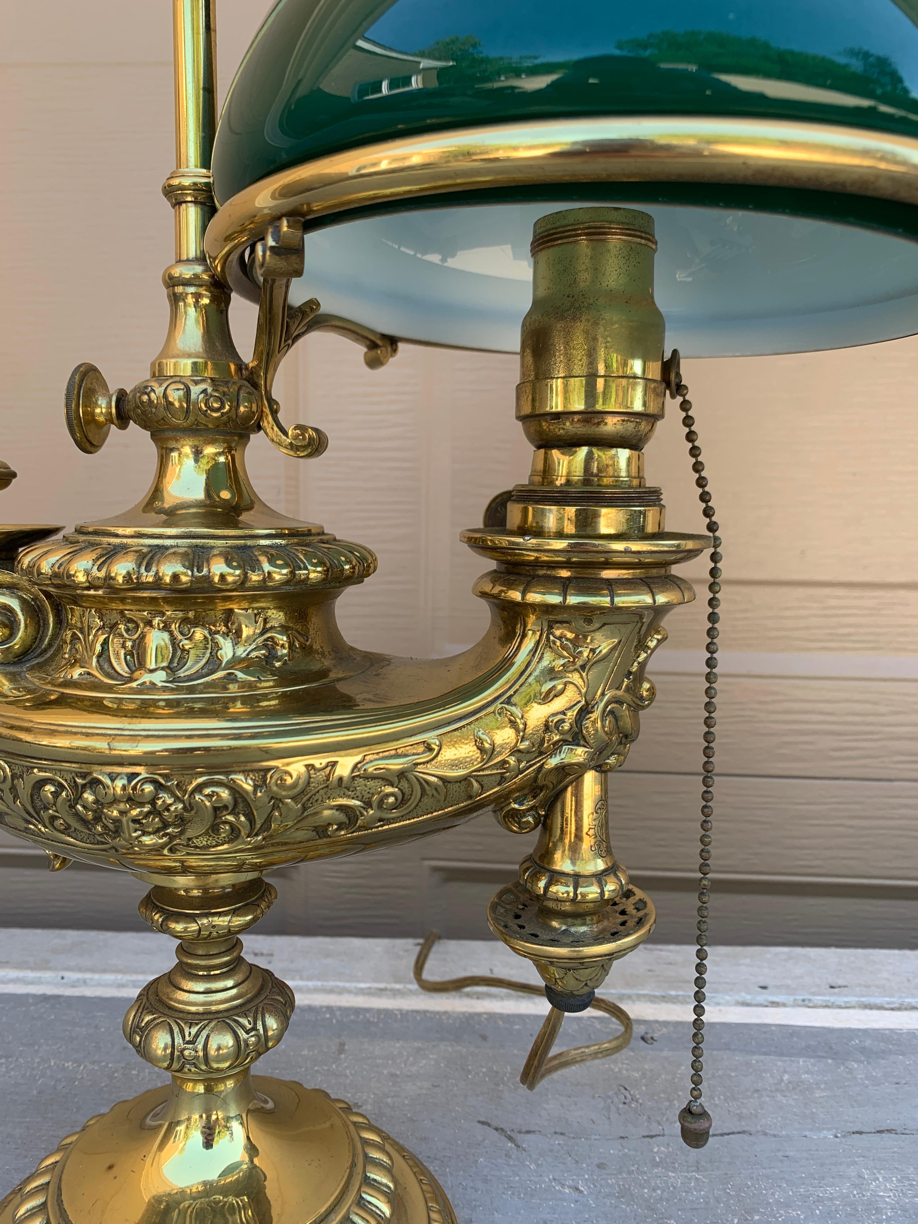 19th Century German Solid Brass Wild & Wessel Desk Lamp For Sale 2