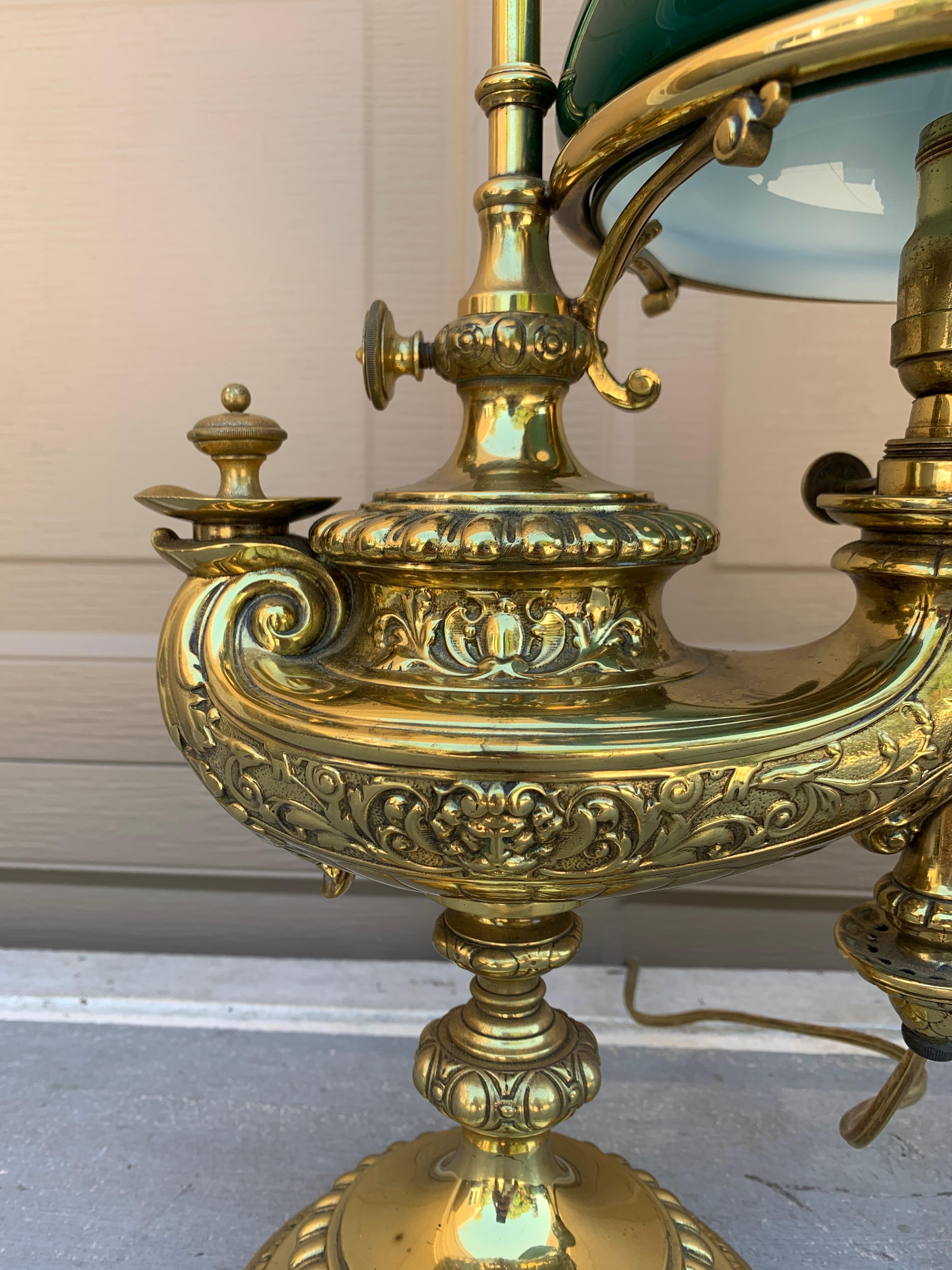 19th Century German Solid Brass Wild & Wessel Desk Lamp For Sale 3