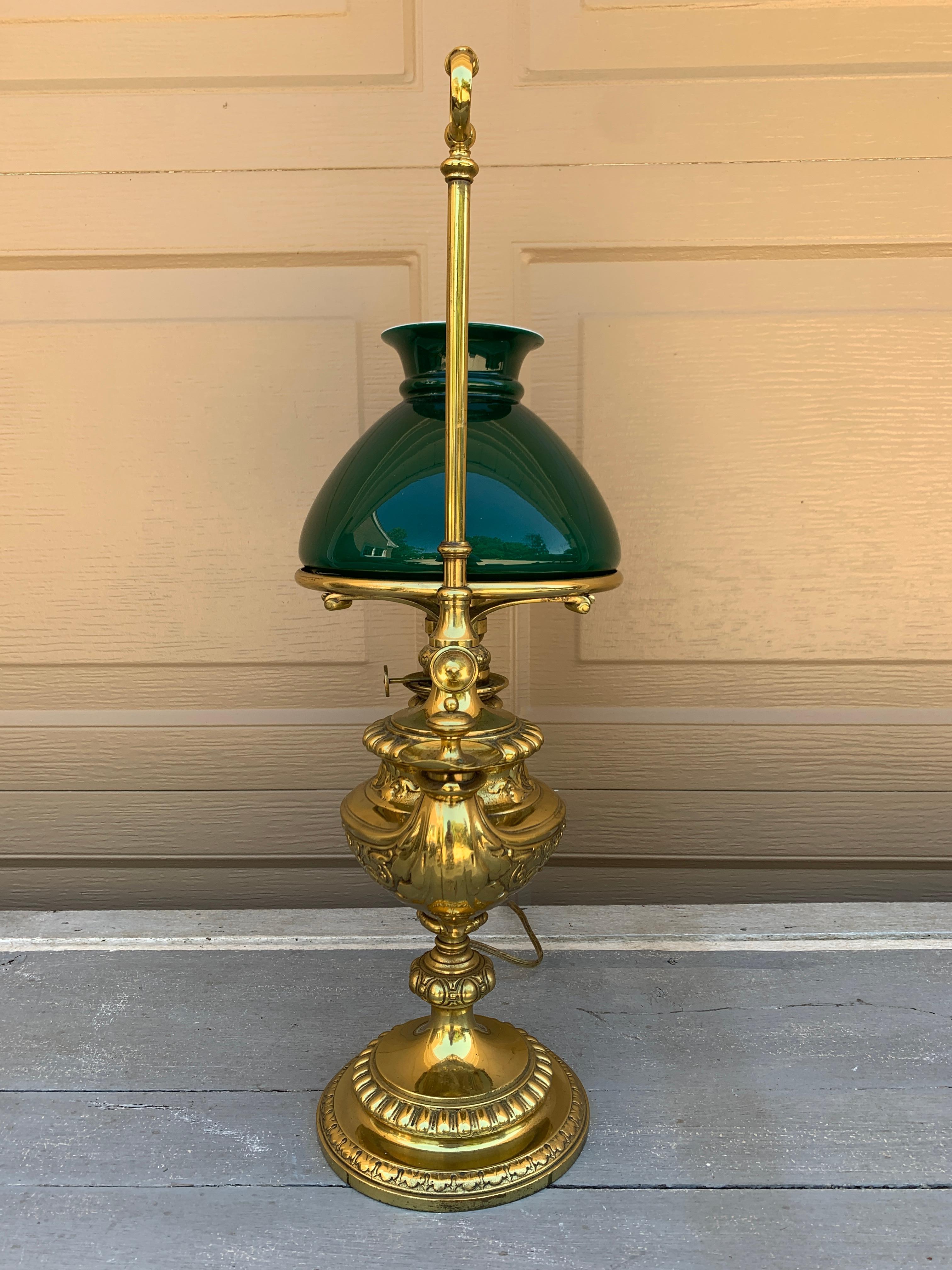 19th Century German Solid Brass Wild & Wessel Desk Lamp For Sale 5