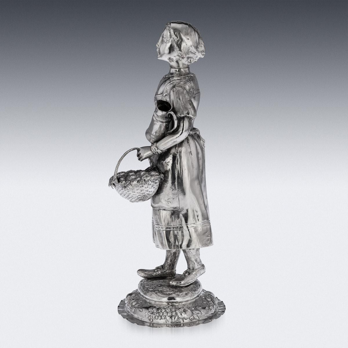 19th Century German Solid Silver Figure Of A Fruit Seller, c.1880 For Sale 1