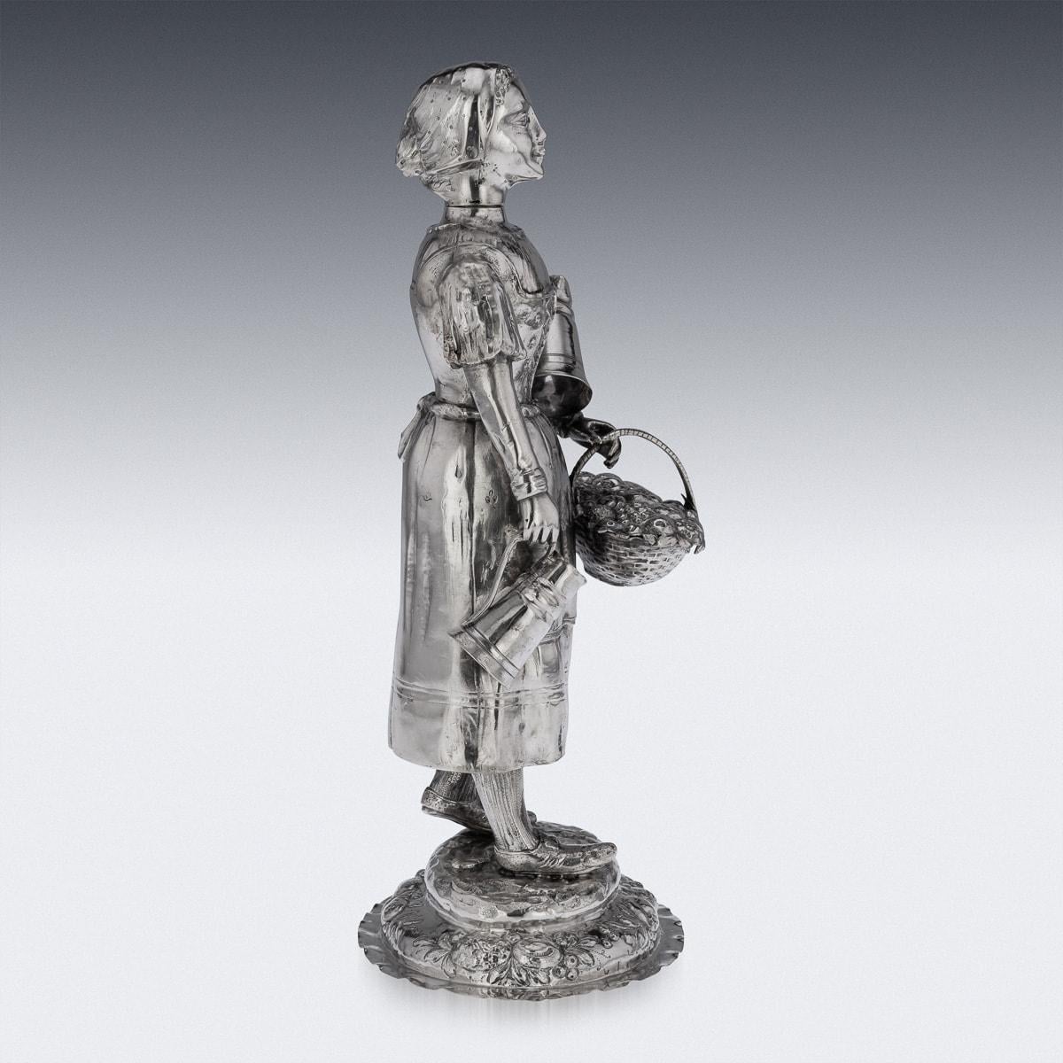 19th Century German Solid Silver Figure Of A Fruit Seller, c.1880 For Sale 3