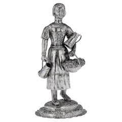19th Century German Solid Silver Figure Of A Fruit Seller, c.1880