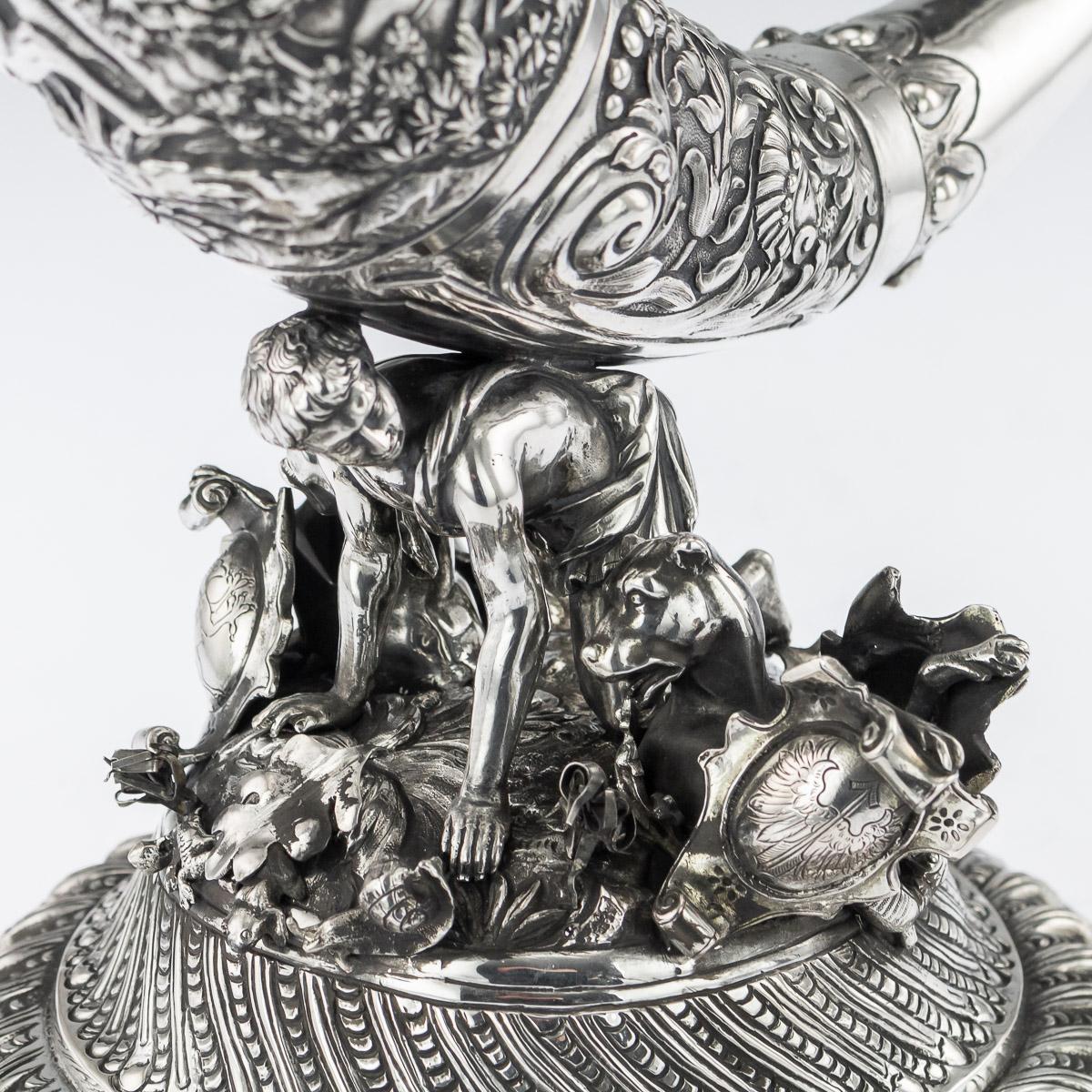 19th Century German Solid Silver Hunting Horn Cup, Schleissner & Sohne, c.1890 15