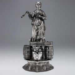 19th Century German Solid Silver Massive Figure of a Fishmonger, circa 1880