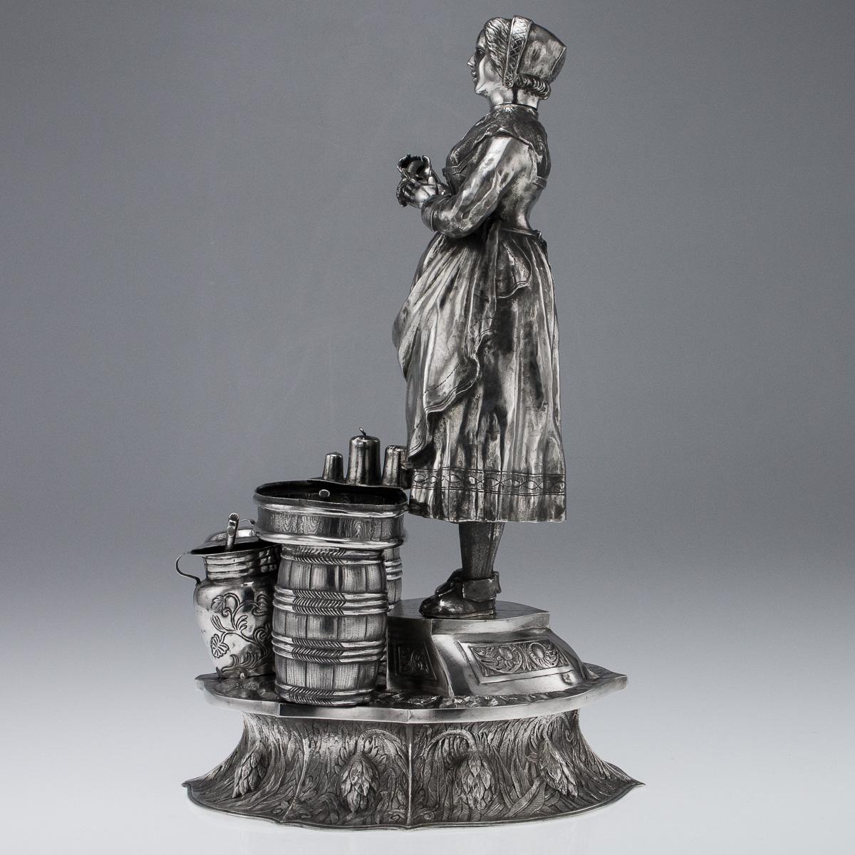 19th Century German Solid Silver Massive Figure of a Fishmonger, circa 1880 In Good Condition In Royal Tunbridge Wells, Kent