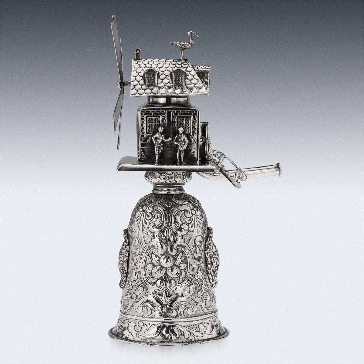 19th Century German Solid Silver Novelty Windmill Cup, c.1880 1