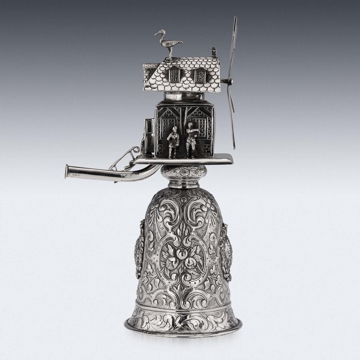 19th Century German Solid Silver Novelty Windmill Cup, c.1880 2