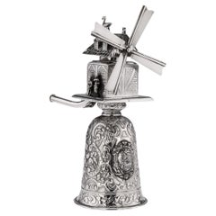 19th Century German Solid Silver Novelty Windmill Cup, c.1880