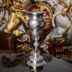 19th Century German Solid Silver Wine Goblet, Hanau, c.1850