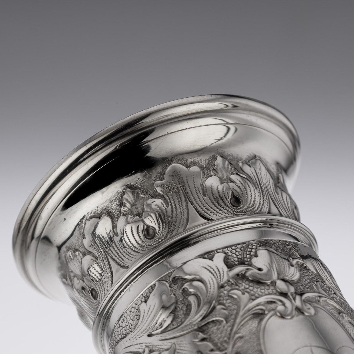 19th Century German Solid Silver Wine Goblet, Hanau, c.1890 For Sale 14