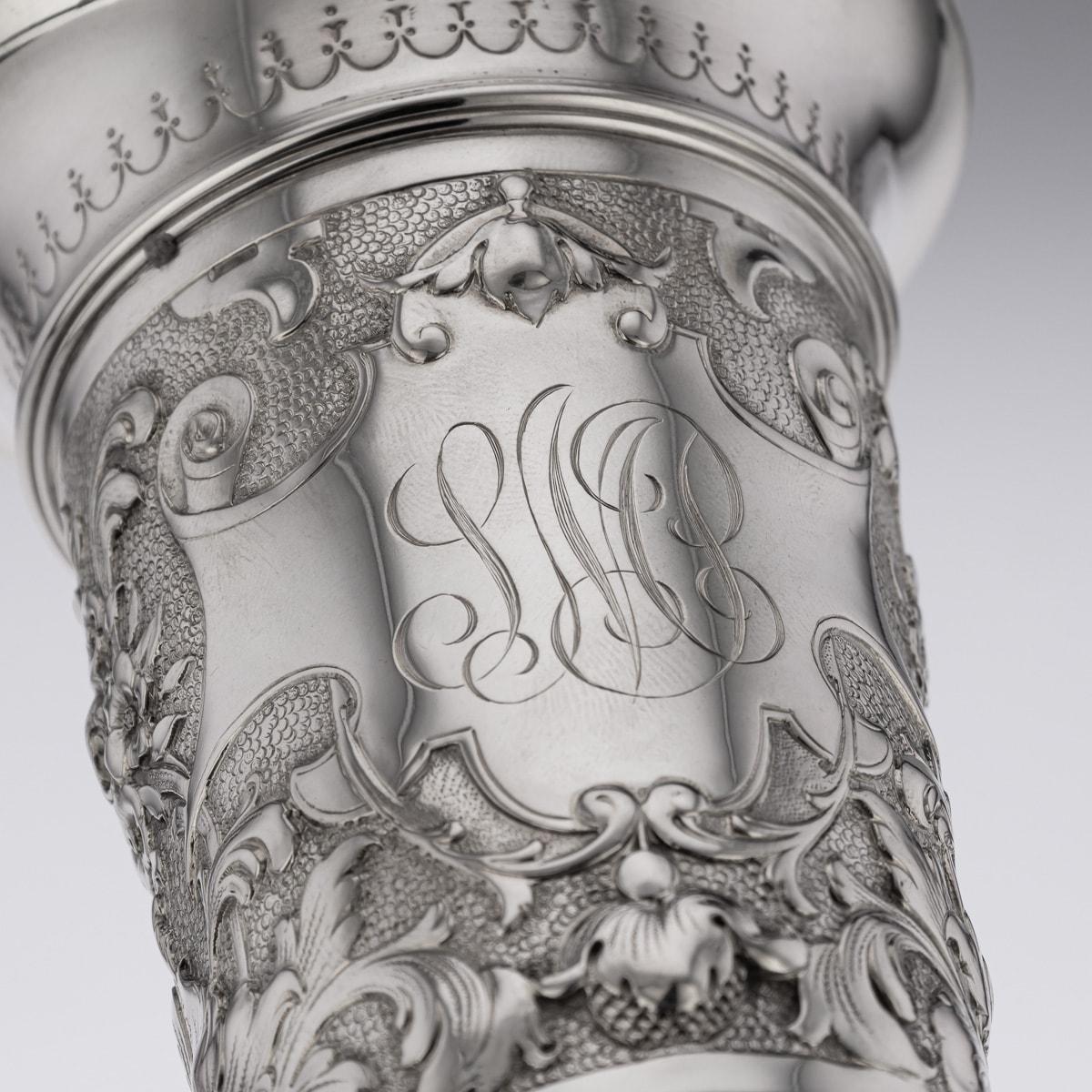 19th Century German Solid Silver Wine Goblet, Hanau, c.1890 For Sale 7