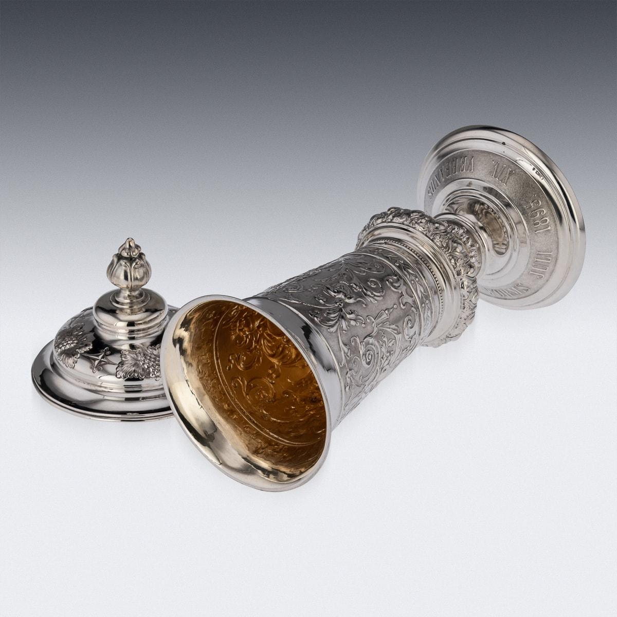 19th Century German Solid Silver Worms Shooting Presentation Cup, Hanau, c.1895 For Sale 3