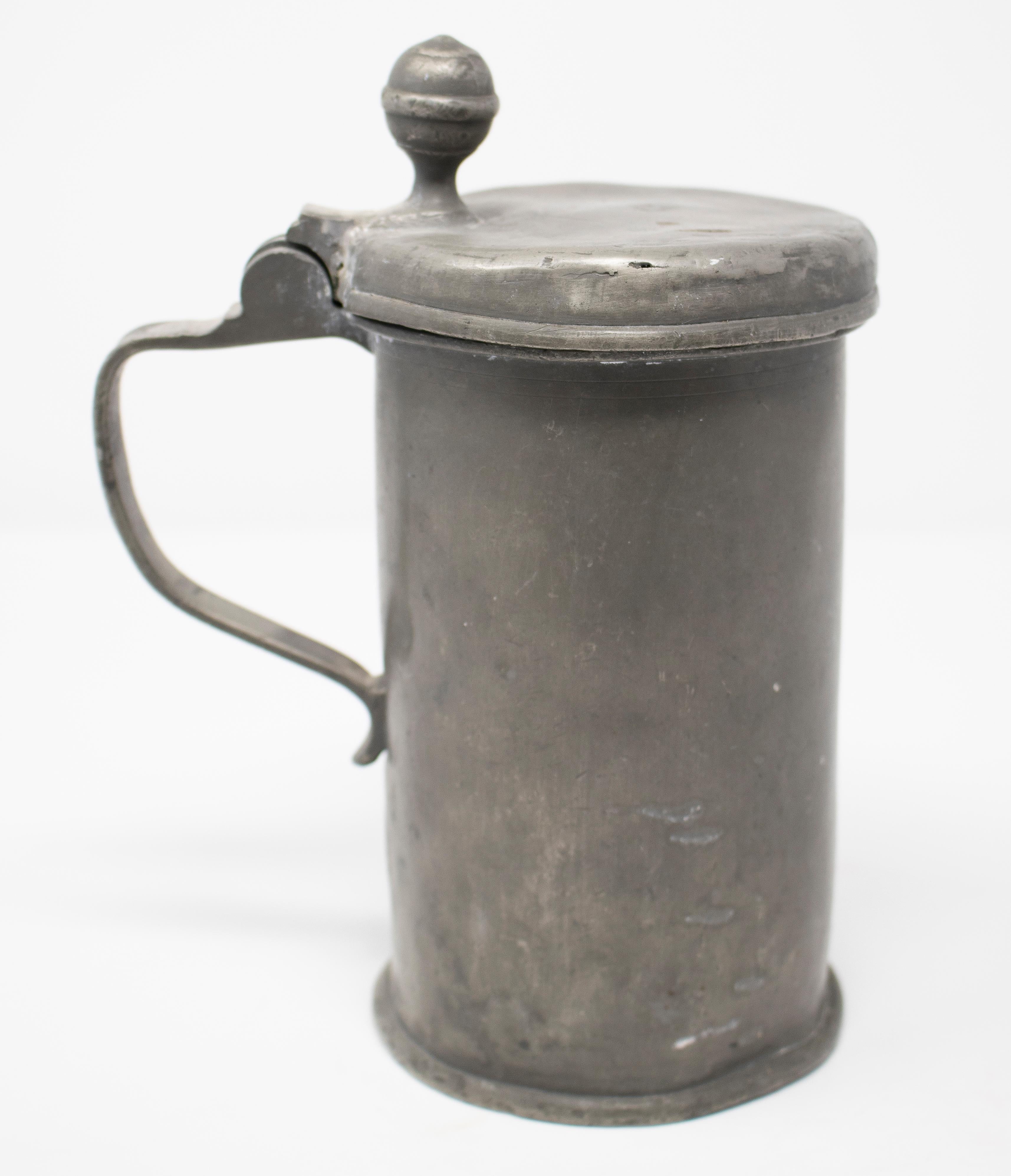 19th Century German Tin Beer Mug with Lid 4