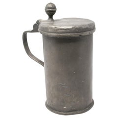 19th Century German Tin Beer Mug with Lid