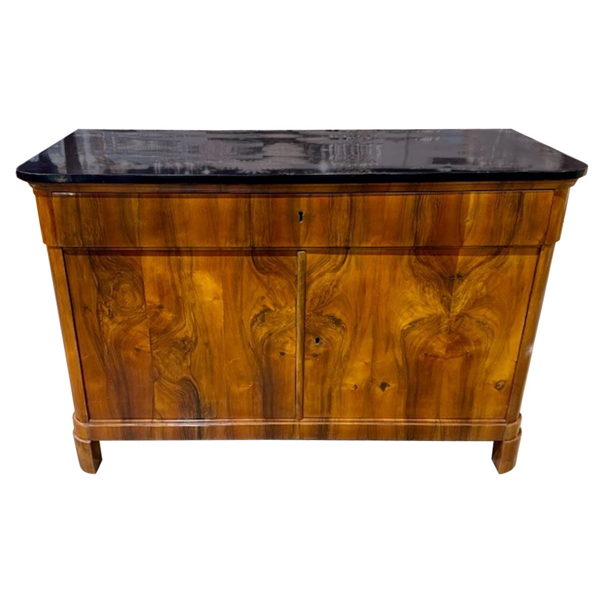 19th Century German Walnut and Black Lacquered Biedermeier Commode For Sale
