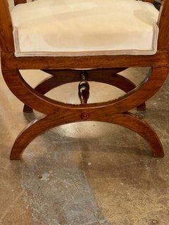 19th Century German Walnut Biedermeier Bench