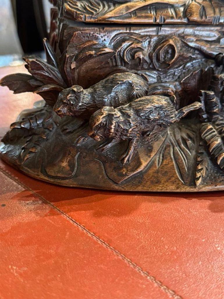 19th Century German Walnut Black Forest Box with Rabbits 1
