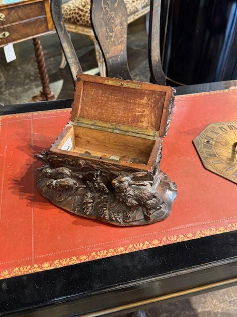 19th Century German Walnut Black Forest Box with Rabbits 2