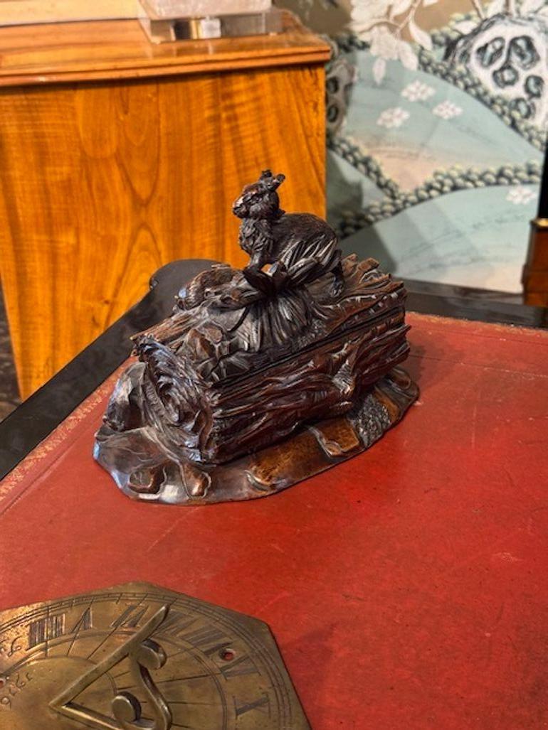 19th Century German Walnut Black Forest Box with Rabbits 3