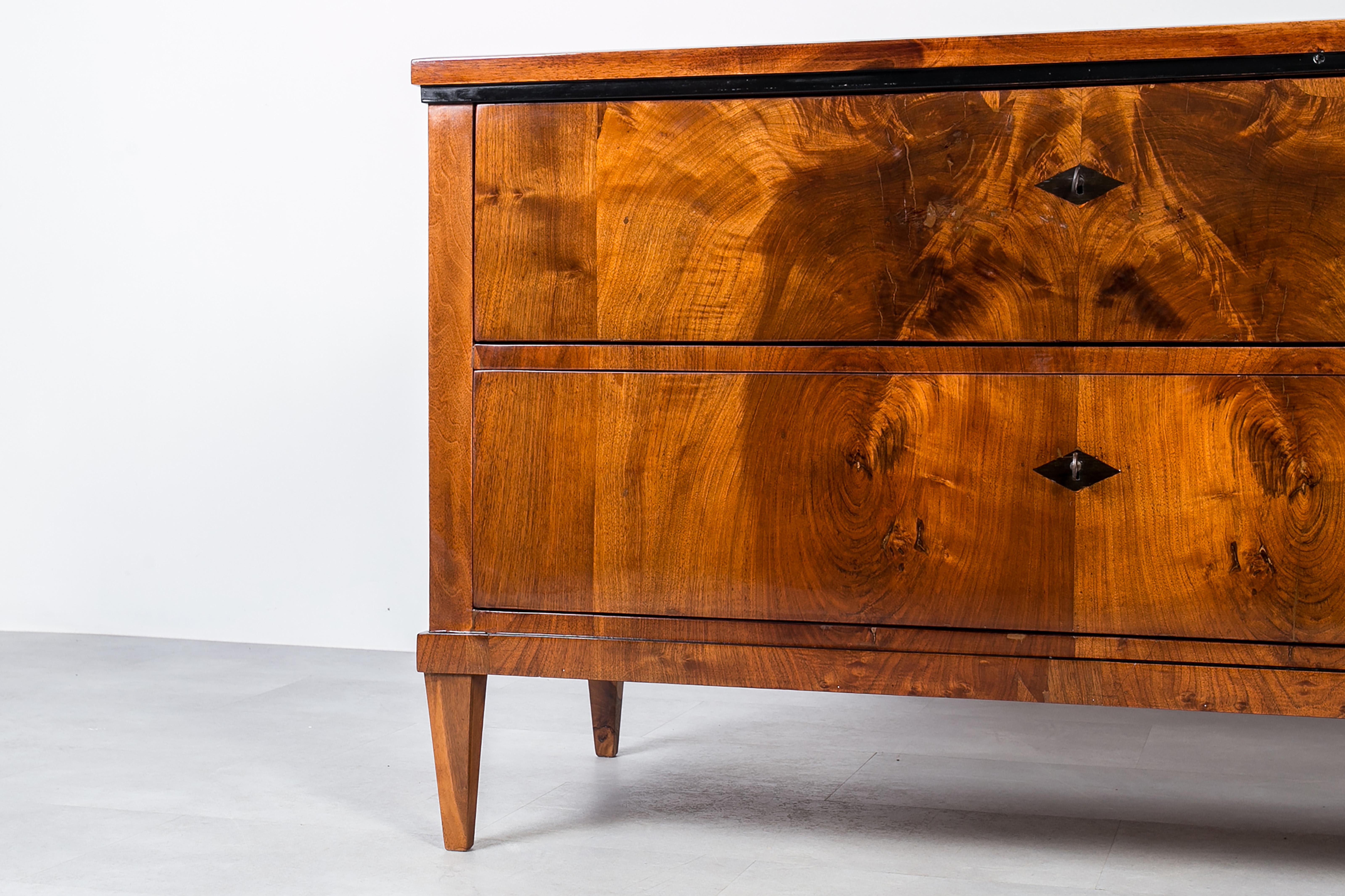 Cassettiera in noce tedesca del XIX secolo, completamente restaurata, polacco francese in vendita 5