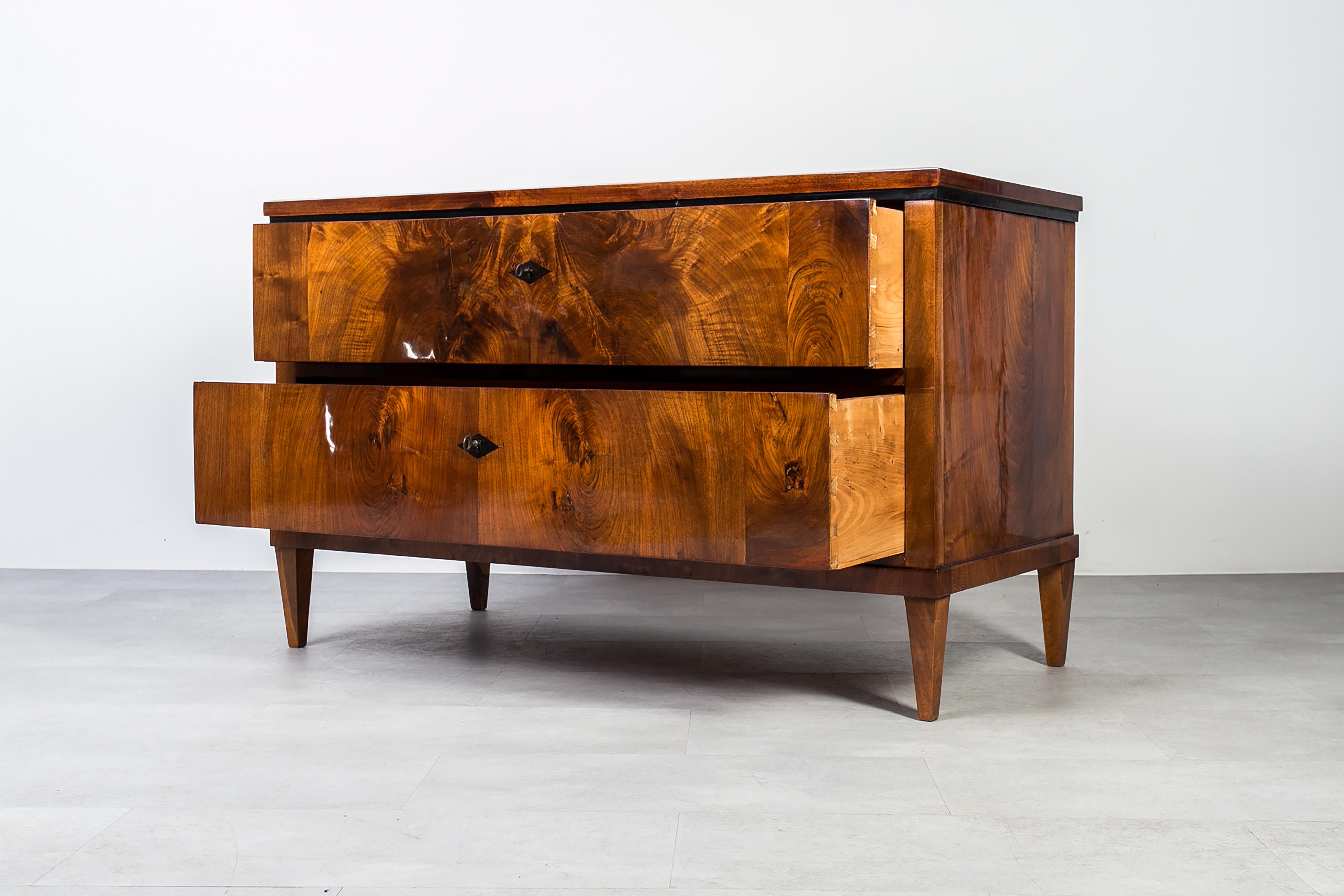 Tedesco Cassettiera in noce tedesca del XIX secolo, completamente restaurata, polacco francese in vendita