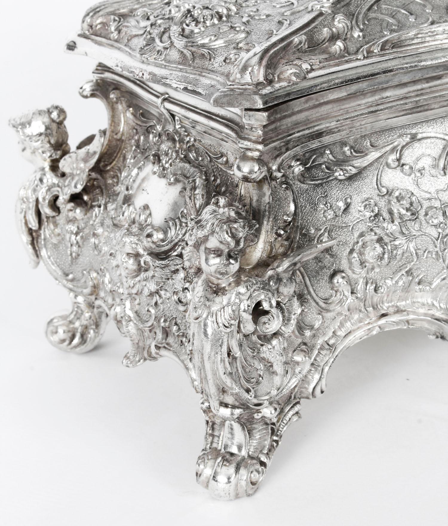 19th Century German WMF Silver Plated Casket / Jewelry Box 7