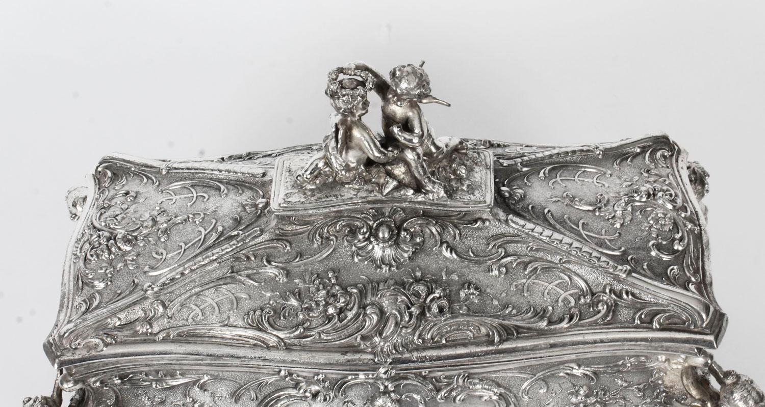 19th Century German WMF Silver Plated Casket / Jewelry Box 8