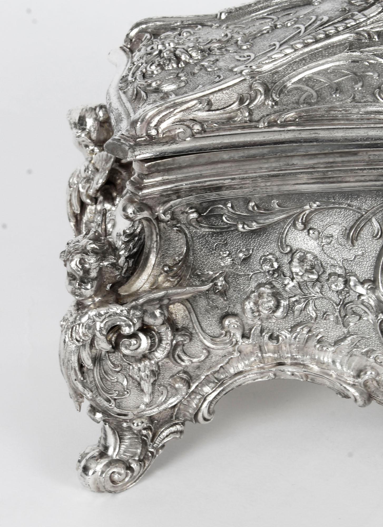 19th Century German WMF Silver Plated Casket / Jewelry Box 10
