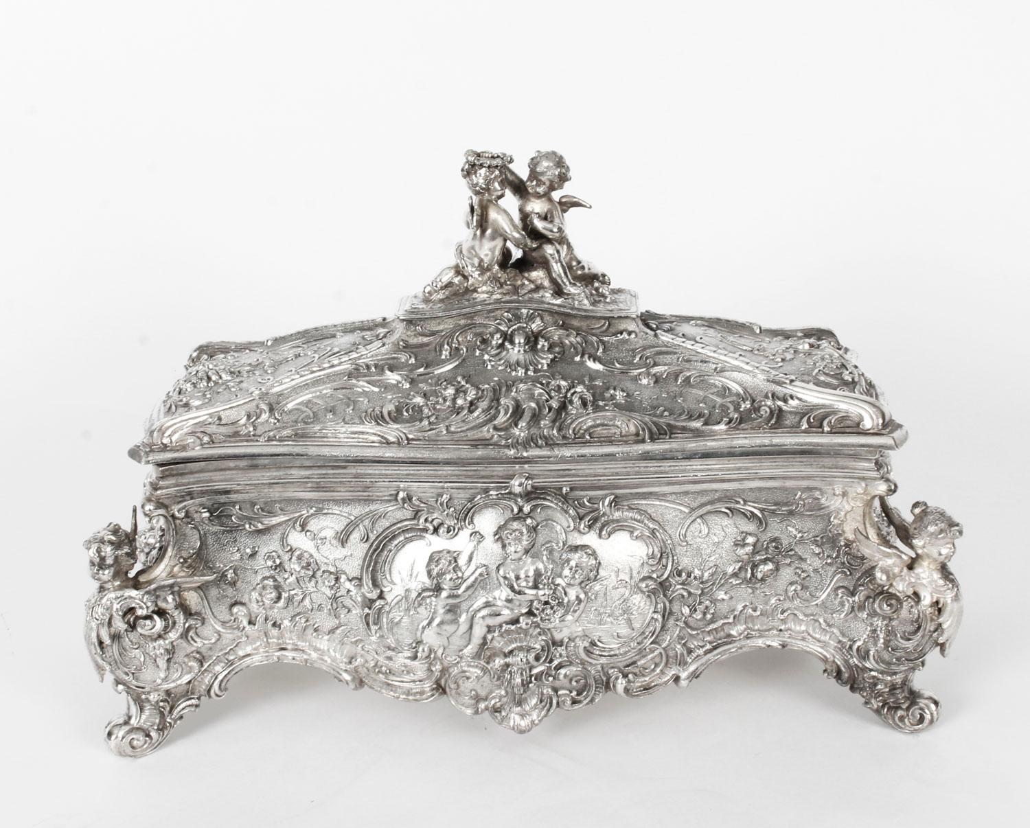 19th Century German WMF Silver Plated Casket / Jewelry Box 11