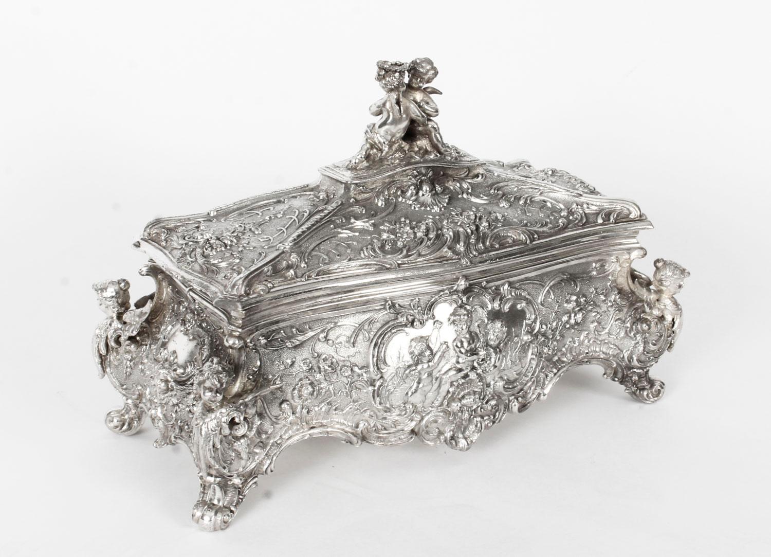 19th Century German WMF Silver Plated Casket / Jewelry Box 14