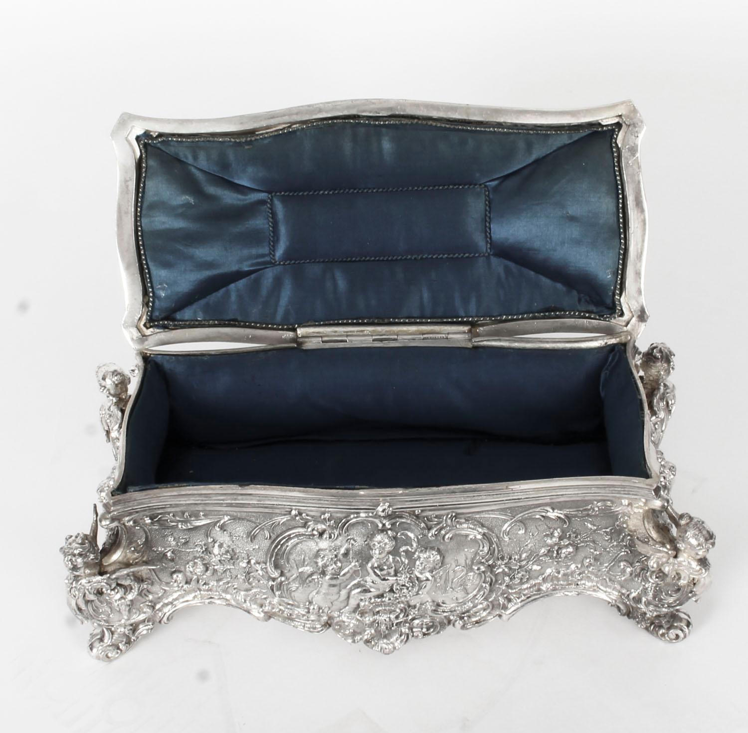 Late 19th Century 19th Century German WMF Silver Plated Casket / Jewelry Box