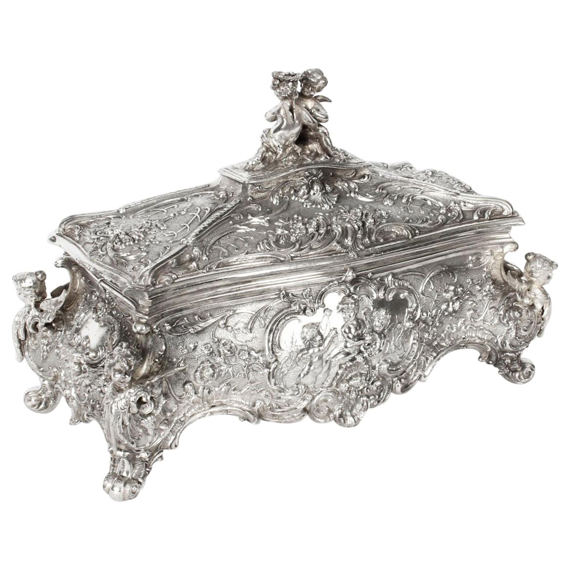 19th Century German WMF Silver Plated Casket / Jewelry Box